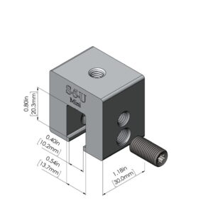 S-5! U Mini Clamp, a compact and durable clamp designed for securely attaching solar panels and other components to standing seam metal roofs, ensuring stability and ease of installation.