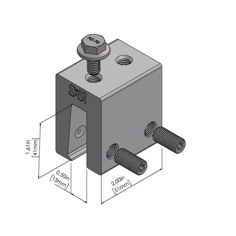 S-5-N 1.5™ Clamp | Circuit Solar S-5! N 1.5 Clamp, a versatile and durable clamp designed for securely attaching solar panels and other components to nail strip metal roofs, providing stability and ease of installation.