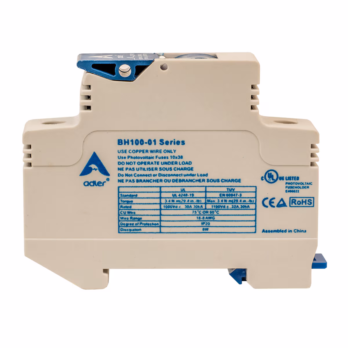 Midnite Solar - 1000V DIN Mount Touchsafe Fuse holder | Circuit Solar Midnite Solar - 1000V DIN Mount Touchsafe Fuse holder | Circuit Solar